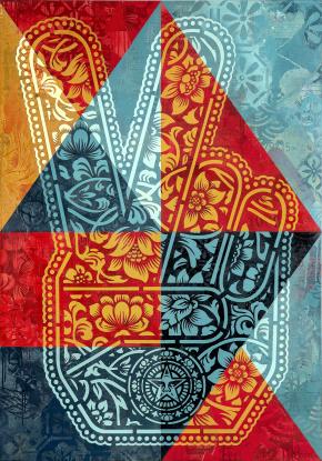 Shepard Fairey, Peace Fingers (Geometric), Version 2, 2021