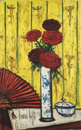 Bernard Buffet, Chrysanthèmes et éventail, 1964