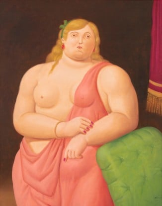 Fernando Botero, Nudo, Donna in abito rosso, 2013