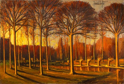 Bernard Buffet, Forêt de Mormale, lever du soleil en automne, 1974